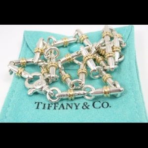 Tiffany & Co Silver 18K Gold Bar Link Necklace